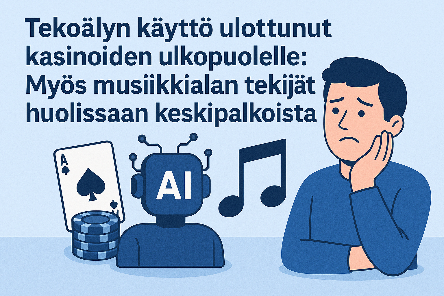 Tekoälyn käyttö ulottunut kasinoiden ulkopuolelle: Myös musiikkialan tekijät huolissaan keskipalkoistaan